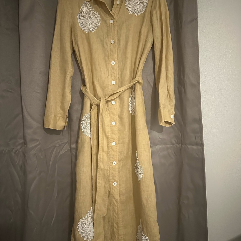 Zara Embroidered Button-Down Dress